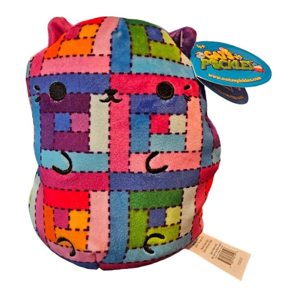 Cats vs Pickles Bean Bag Plush Quilty Kitty #151 TAGS Colorful 6" Chonk Large
